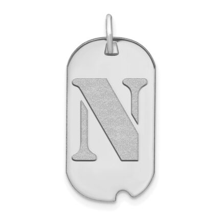 14kw Polished Letter N Initial Dog Tag Pendant