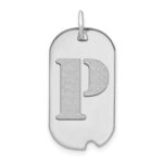 14kw Polished Letter P Initial Dog Tag Pendant