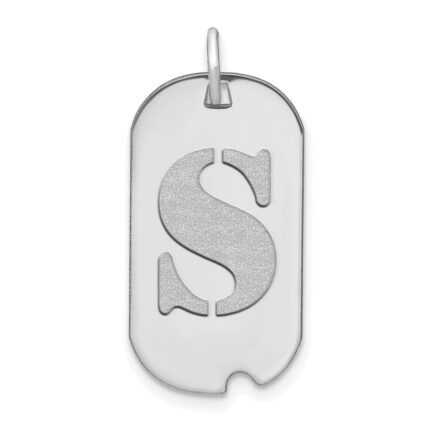 14kw Polished Letter S Initial Dog Tag Pendant