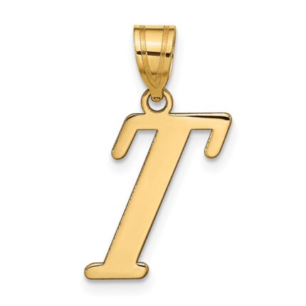 14k Polished Letter T Initial Pendant