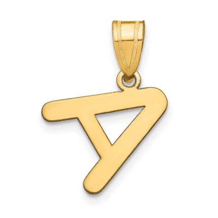 14k Polished Bubble Letter A Initial Pendant