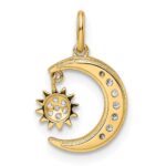 14k CZ Diamond-cut Moon and Dangle Sun Pendant - Image 4