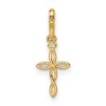 14k CZ Textured Cross Pendant - Image 4