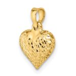 14k Polished Diamond-cut Medium Puffed Heart Pendant - Image 5