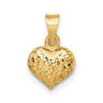 14k Polished Diamond-cut Small Puffed Heart Pendant - Image 4