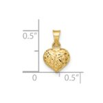 14k Polished Diamond-cut Small Puffed Heart Pendant - Image 3