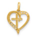 14K Polished Open Heart with Cross and CZ Pendant - Image 4