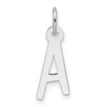 14k White Gold  Slanted Block Letter A Initial Charm