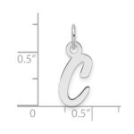 14k White Gold  Slanted Block Letter C Initial Charm - Image 4