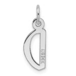 14k White Gold  Slanted Block Letter D Initial Charm - Image 3