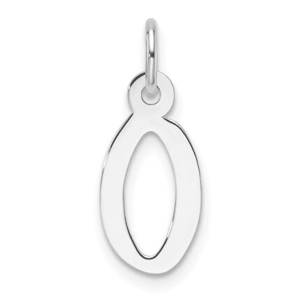 14K White Gold  Slanted Block Letter O Initial Charm