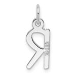 14K White Gold  Slanted Block Letter R Initial Charm - Image 3