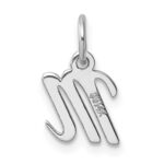 14k White Gold Small Script Letter M Initial Charm - Image 3
