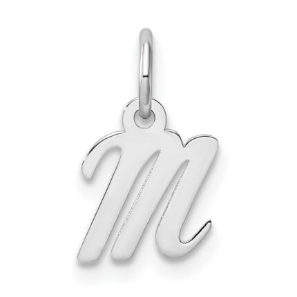 14k White Gold Small Script Letter M Initial Charm