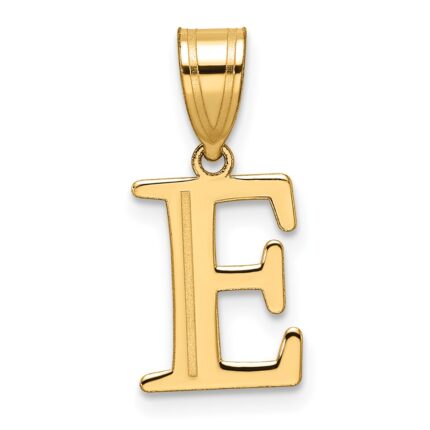 14k Polished Etched Letter E Initial Pendant
