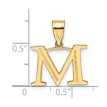 14k Polished Etched Letter M Initial Pendant - Image 4