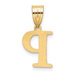 14k Polished Etched Letter P Initial Pendant - Image 3