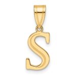 14k Polished Etched Letter S Initial Pendant