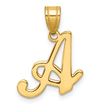 14K Script Letter A Initial Pendant
