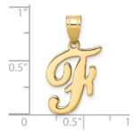 14K Script Letter F Initial Pendant - Image 4