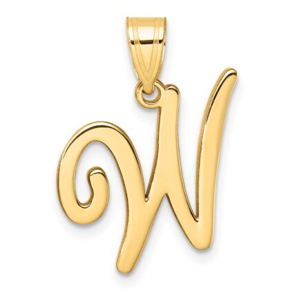 14K Script Letter W Initial Pendant