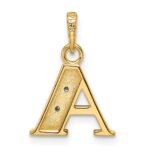 14K with Rhodium Diamond Letter A Initial Pendant - Image 3