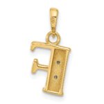 14K with Rhodium Diamond Letter F Initial Pendant - Image 3