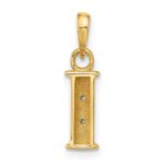 14K with Rhodium Diamond Letter I Initial Pendant - Image 3