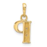 14K with Rhodium Diamond Letter P Initial Pendant - Image 3
