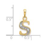14K with Rhodium Diamond Letter S Initial Pendant - Image 4