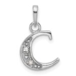 14K White Gold Diamond Letter C Initial Pendant
