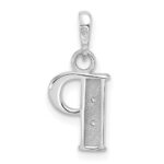 14K White Gold Diamond Letter P Initial Pendant - Image 3