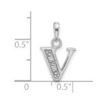 14K White Gold Diamond Letter V Initial Pendant - Image 4