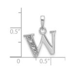 14K White Gold Diamond Letter W Initial Pendant - Image 4
