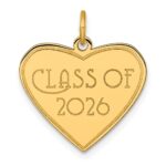 14k Polished Class of 2026 Heart Charm