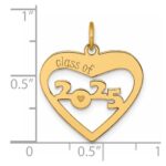 14K Polished CLASS OF 2025 Cut-Out Heart Charm - Image 4