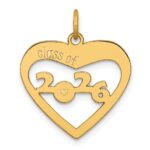 14K Polished CLASS OF 2026 Cut-Out Heart Charm