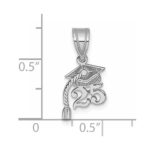14K White Gold Graduation Cap 25 with Tassel Charm - Image 4