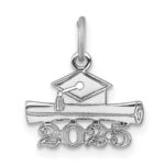 14K White Gold 2025 Graduation Cap and Diploma Charm