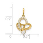 14k Polished CZ Double Heart Pendant - Image 4
