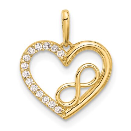 14k Polished CZ Infinity Heart Pendant