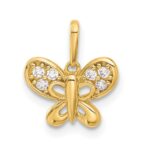 14k Polished CZ Butterfly Pendant