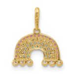14k Polished CZ Rainbow and Clouds Pendant - Image 3