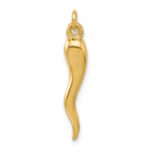 14k Polished 3-D Hollow Italian Horn Pendant - Image 3