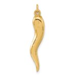 14k Polished Hollow 3-D Italian Horn Pendant - Image 3