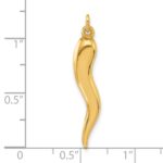 14k Polished Hollow 3-D Italian Horn Pendant - Image 4