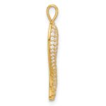14k Polished CZ Large Italian Horn Pendant - Image 2