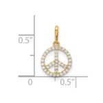 14k Polished CZ Peace Sign Pendant - Image 4