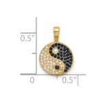 14k with Black Rhodium Black and Clear CZ Yin and Yang Pendant - Image 4
