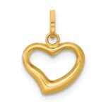 14k Polished Open Heart Charm Pendant - Image 3